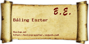 Báling Eszter névjegykártya