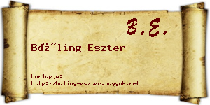 Báling Eszter névjegykártya